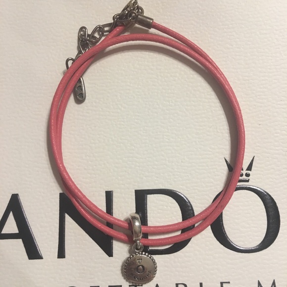 Pandora Pink Cord Necklace w/silver hardware - Picture 2 of 7